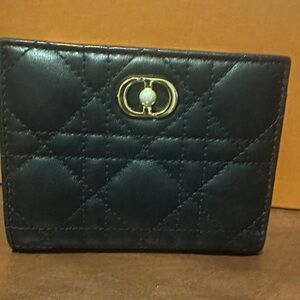Dior Black Leather Wallet with Gold Accents